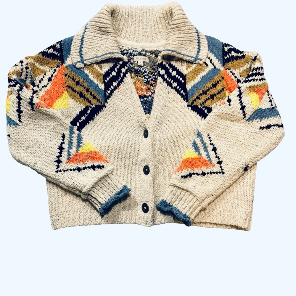 Pilcro Anthropologie Chunky Southwestern Cardigan Sweater-Size Small - Picture 4 of 8